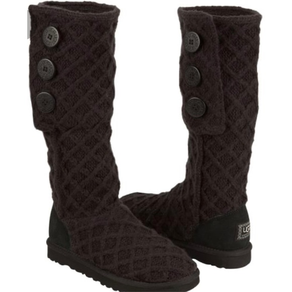 UGG Shoes - UGG Black Lattice Cardy Knit Boots